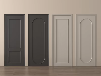 Stylish Hinged Doors In Black And Light Gray With Different Panel Designs For Home Interior 3d model