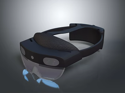 Modern Black Smart Glasses With Transparent Lenses And Comfortable Strap 3d model