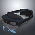Modern Black Smart Glasses With Transparent Lenses And Comfortable Strap 3d model