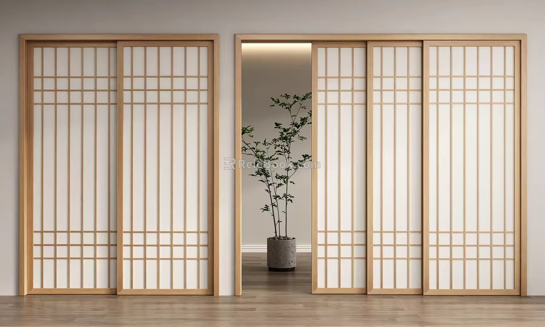 Japanese-style sliding door 3d model