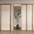 Japanese-style sliding door 3d model