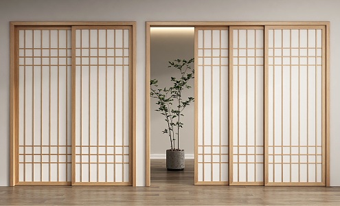 Japanese-style sliding door 3d model