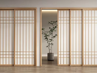 Japanese-style sliding door 3d model
