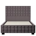 Modern Gray Upholstered Double Bed With Tufted Headboard And Sturdy Frame 3d model