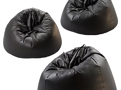 Black Leather Bean Bag Chair Comfortable Modern Design For Living Room 3d model