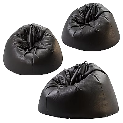 Black Leather Bean Bag Chair Comfortable Modern Design For Living Room 3d model