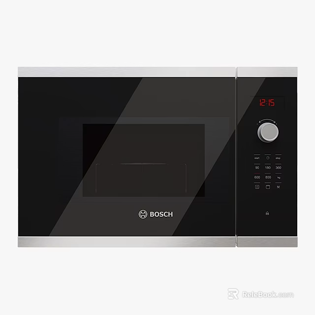 Bosch Black Microwave Oven Kitchen Appliance With Stainless Steel Trim And Control Panel 3d model 