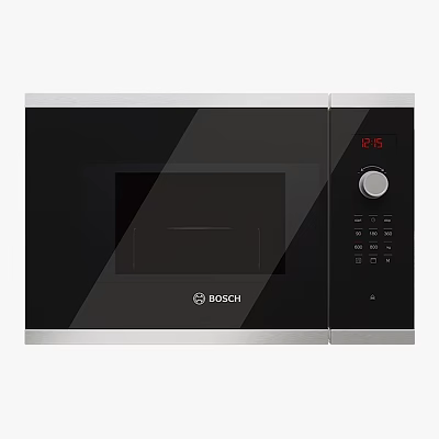Bosch Black Microwave Oven Kitchen Appliance With Stainless Steel Trim And Control Panel 3d model