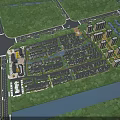 Aerial Planning of Modern Residential Community Layout With Buildings Riverside Green Spaces and Roads