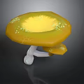 Vibrant Yellow Mushroom with Concave Cap White Spots and White Stem