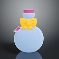 Light Blue Perfume Bottle With Pink Cap Yellow Bow And Tag 3d model