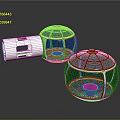 Cartoon Scene Of Futuristic Transparent Spherical Cabins With Metal Frames White Cylindrical Section And Reflections