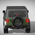 Green Jeep Wrangler Convertible With Off Road Tires And Front Grille