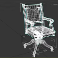 Classic Wooden Frame Office Chair With Armrests Black Leather Seat Backrest And Swivel Base Wheels