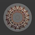 Red Lattice Tower With Modern Spiral Structure And Circular Base Design