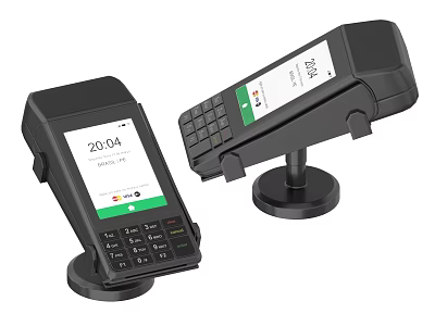 Two Business Payment Terminals With Touchscreen Display Integrated Keypad And Transaction Details 3d model