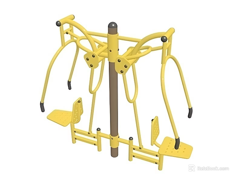 Outdoor Fitness Equipment Yellow Metal Structure With Pedals And Handles 3d model 