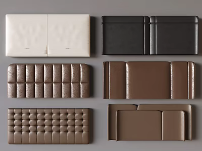 Upholstered Bed Headboards In White Black Brown Tufted And Smooth Designs 3d model