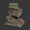 Artistic Stacked Wood And Stone Decorative Sculpture With Green Red Veined Layers