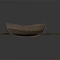 Old Wooden Boat Surrounded By Scattered Planks On White Surface 3d model