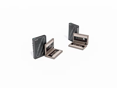 Black And Silver Electronic Accessory Boxes With Open Lids And Brand Logos 3d model