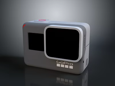 Grey GoPro Camera Featuring Dual Screens Front Display And Modern Design 3d model