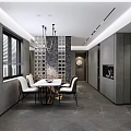 Modern Dining Living Room Interior Design With Dining Table Chairs Chandelier And Wine Rack