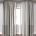 Light Gray Layered Curtains With Soft Fabric And Natural Window Light 3d model
