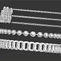 Stacked Silver Bracelets With Multiple Chain Layers And Shiny Diamond Accents 3d model