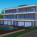 Modern Luxury Beachfront Apartment Building With Pool Terrace And Palm Trees