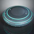 Futuristic Circular Spacecraft with Blue Ring Lights for Space Exploration Missions 3d model