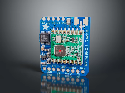 Electronic Development Board With Blue PCB Microchip Pins And Electronic Components 3d model