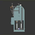 Teal Colored Industrial Processing Equipment With Cylindrical Tank Pipes Valves And Gauges