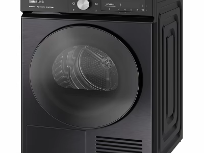 Samsung Black Front Loading Washing Machine With Round Door And Control Panel 3d model