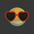 Decorative Yellow Emoji Accessory With Red Heart Shaped Sunglasses Smiling Face Design For Daily Use