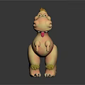 Cute Pink Dinosaur Game Movie Character With Yellow Mane Sticking Out Tongue And Standing Posture