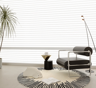 Modern Leisure Chair Single Sofa Single Chair Floor Lamp Venetian Blinds 3d model