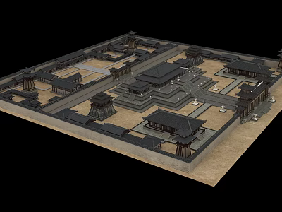 Ancient Architecture Complex With Traditional Courtyards And Classical Roof Structures 3d model
