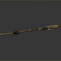 Fantasy Wooden Staff Weapon With Leather Straps And Yellow Spiked Top