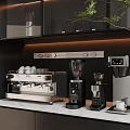Modern Kitchen Counter With Household Appliances Coffee Machine Blender And Marble Surface