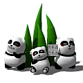 Adorable Panda Ornaments Decorative Set Featuring Bamboo Stalks And Cute Details