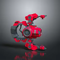 Red Futuristic Mechanical Weapon with Circular Core Gears and Mechanical Arm Design 3d model