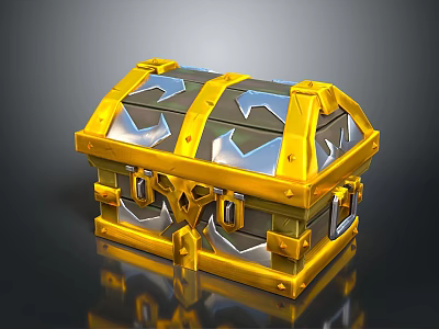 Golden Metallic Treasure Chest Storage Box With Decorative Lock For Daily Life Supplies 3d model
