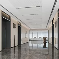 Elevator Lobby Modern Interior Design With Number 18 Elevator Doors Sleek Walls And Marble Flooring 3d model