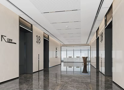 modern elevator hall 3d model
