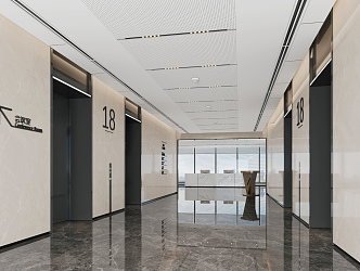 modern elevator hall 3d model