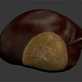Oval Shaped Dark Red Chestnut With Light Brown Base On Dark Surface 3d model