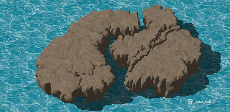 Detailed Natural Micro Terrain With Rocky Surface In Realistic Water Environment 3d model 