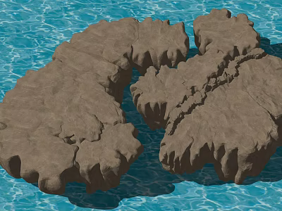 Detailed Natural Micro Terrain With Rocky Surface In Realistic Water Environment 3d model