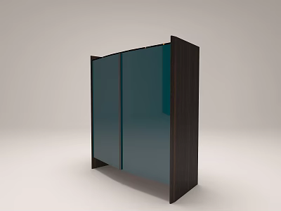 Stylish Modern Decorative Cabinet Featuring Dark Wood Frame And Glass Doors 3d model